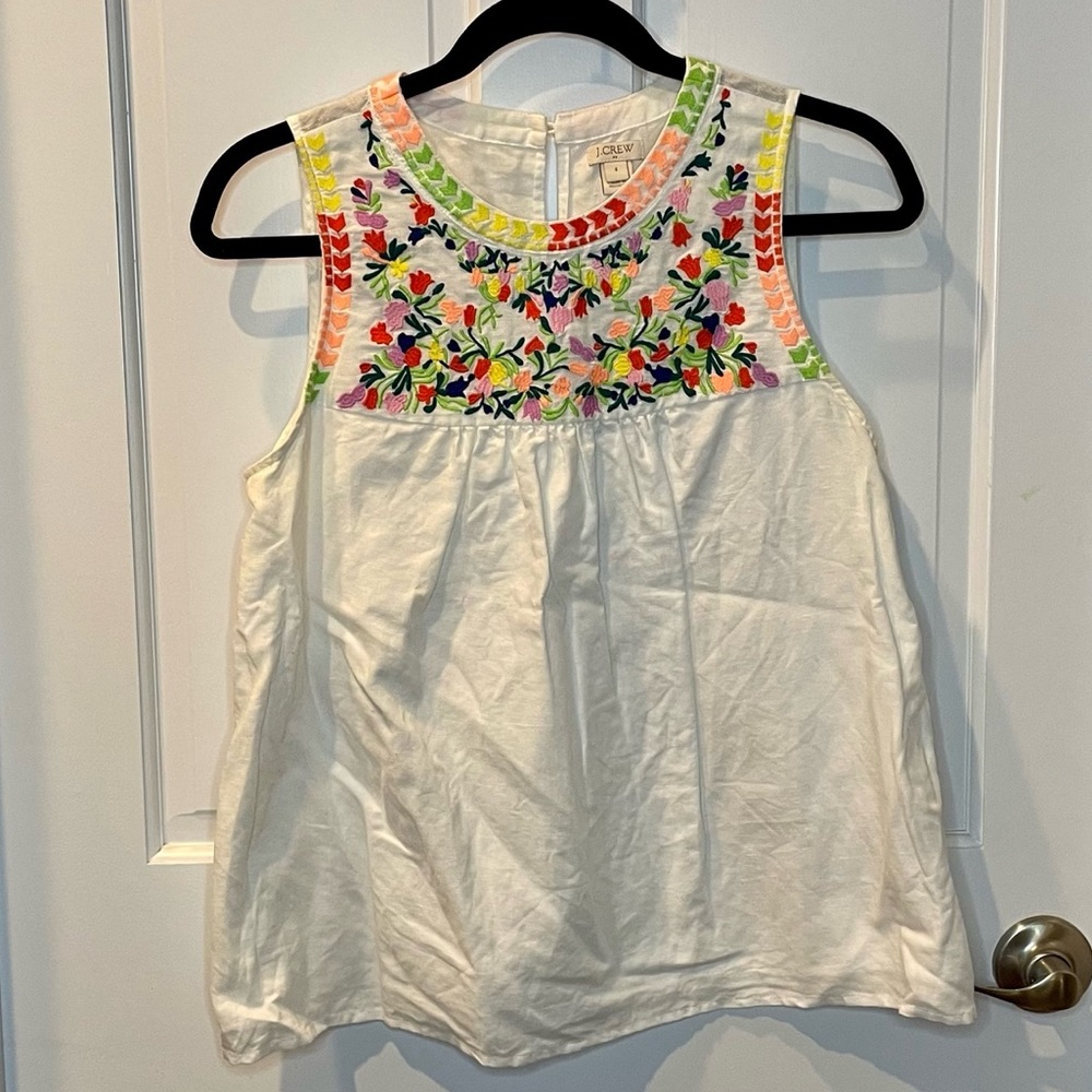 White J Crew Factory tank top with detail